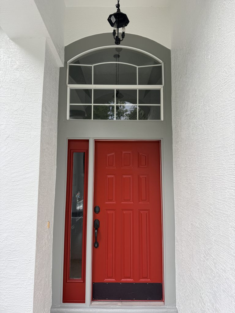 bright red repainted front door