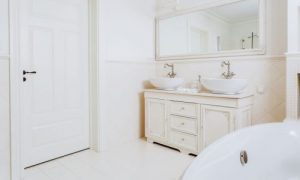 white painted bathroom