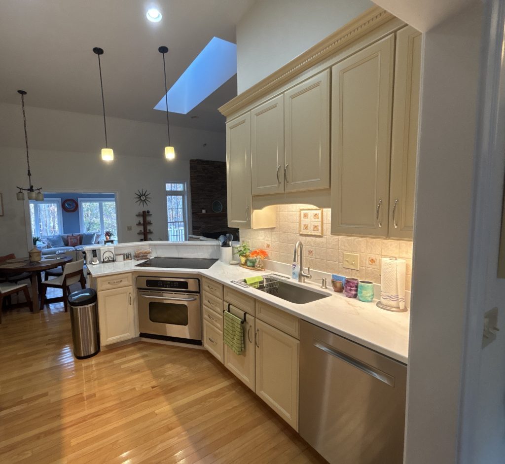 home kitchen with off white painted cabinets