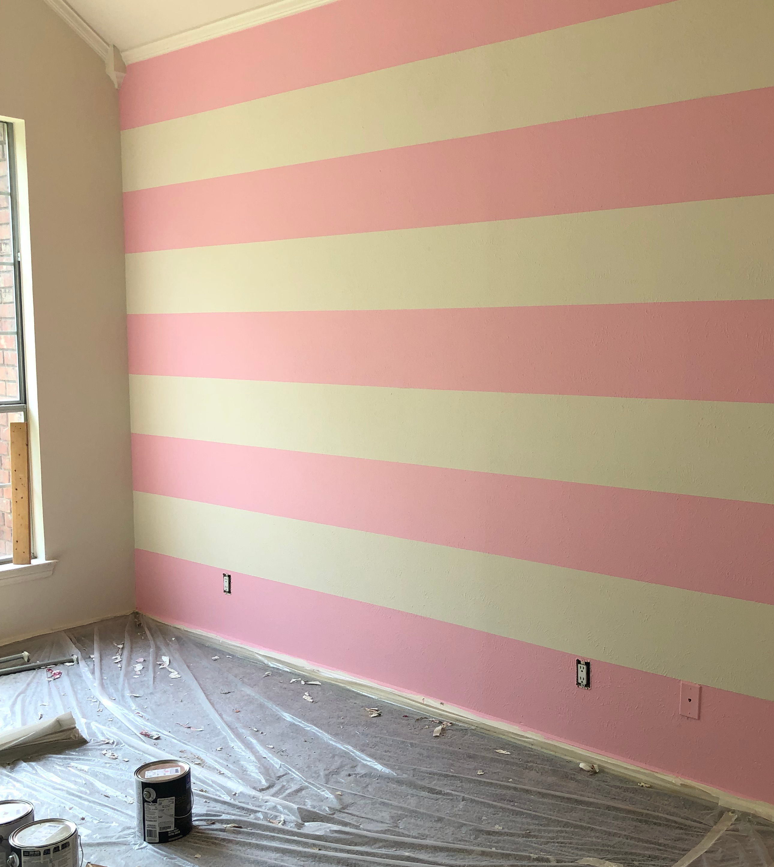 Interior Stripes Drywall Painting Before