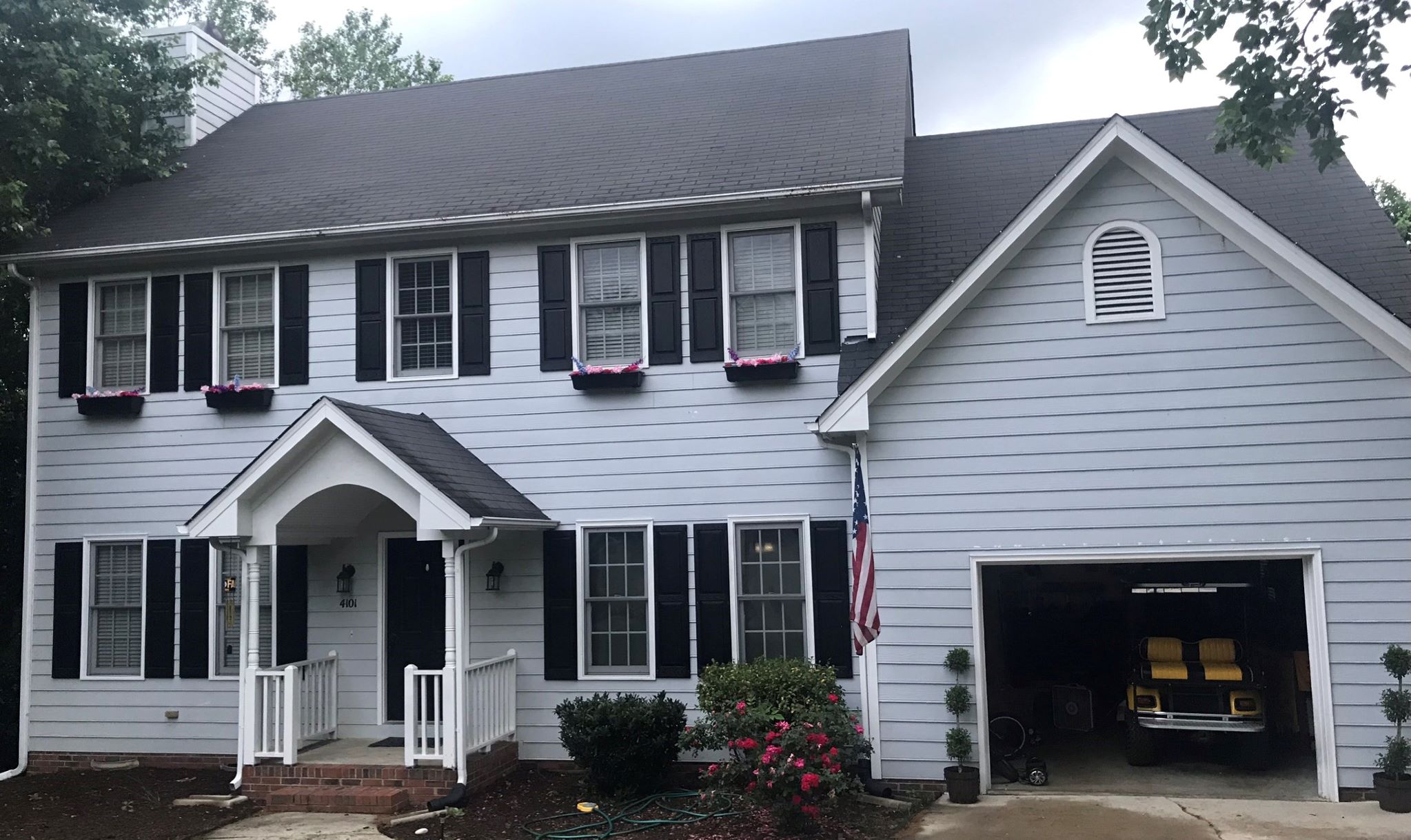 Before photo of an exterior painting project in Clayton