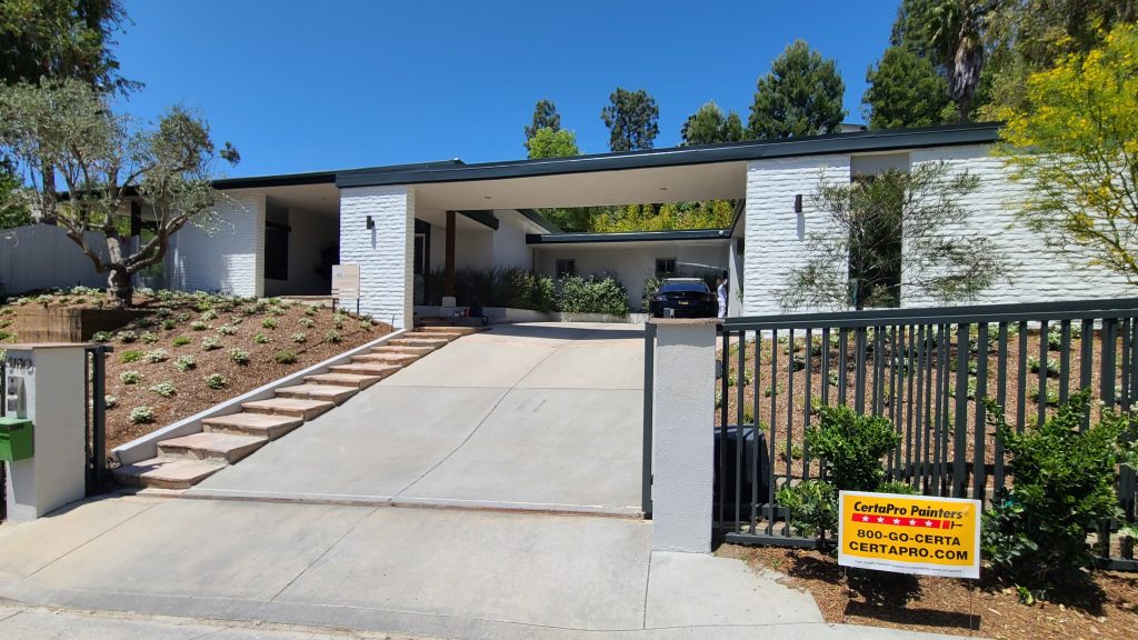A mid-century modern home in Studio City after repainting.