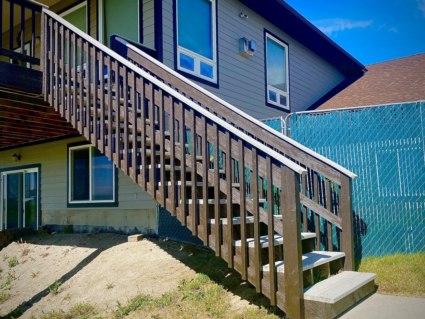 New Stained stairs and green colored repaint of apartment