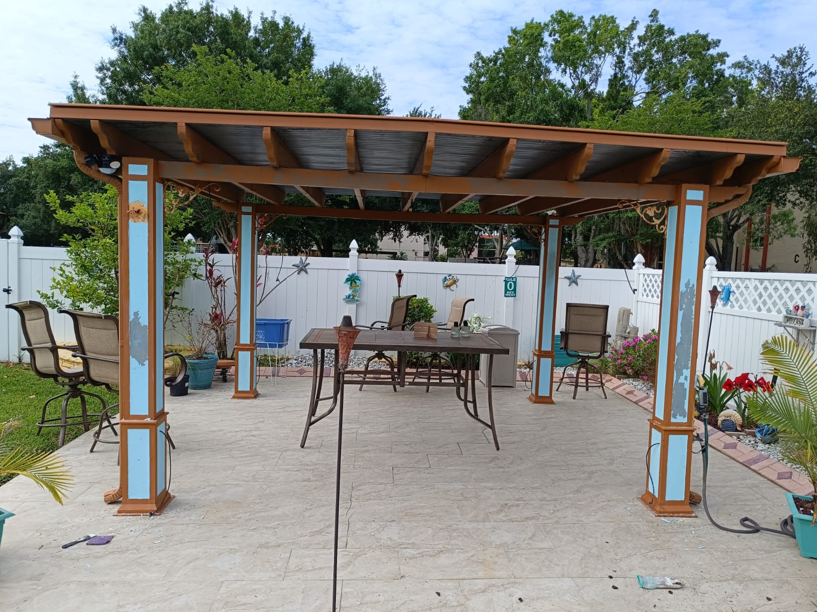 Before pergola painting exterior project in Lakeland.