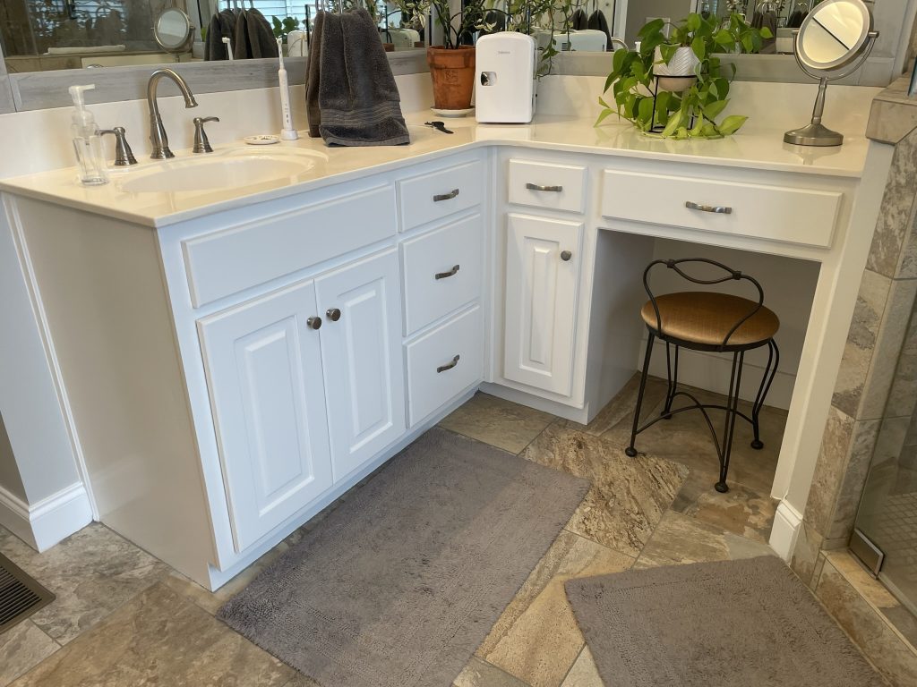 bathroom cabinet painting - after