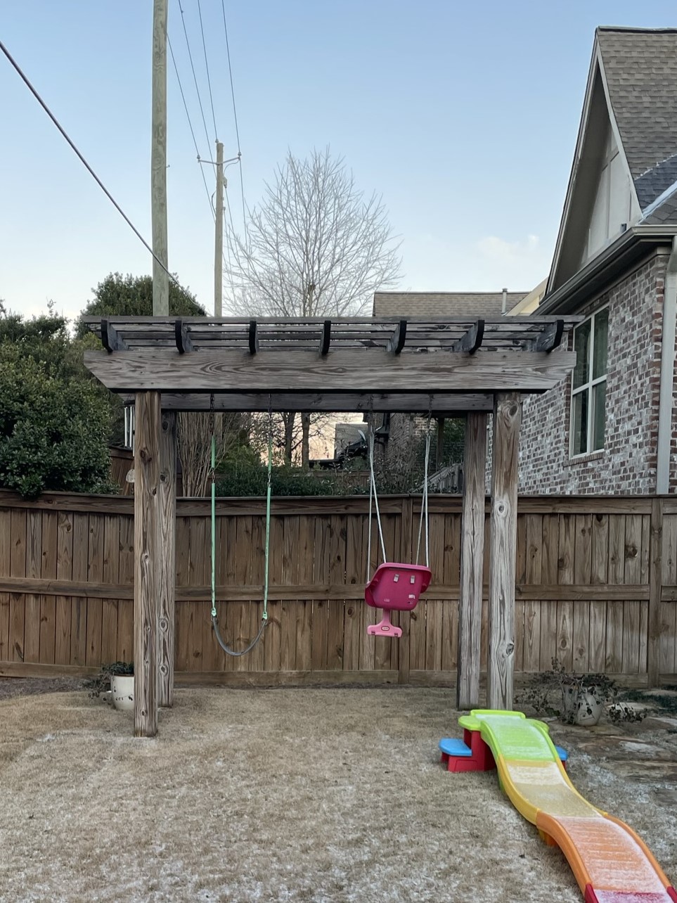 pergola staining - before