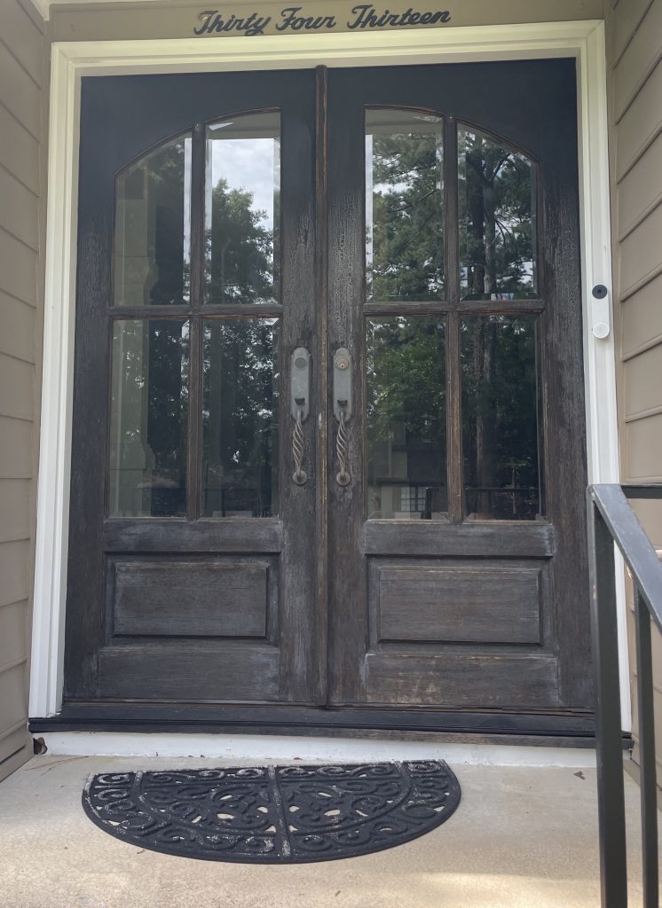 Residential Front Door Staining Before & After Before