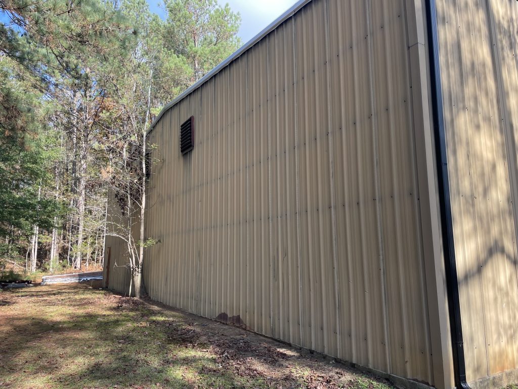 Commercial Exterior Metal Siding Painting Before & After Before