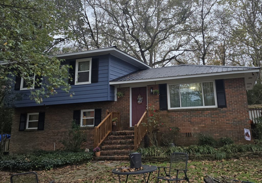 Residential Exterior and Metal Roof Painting Before & After After