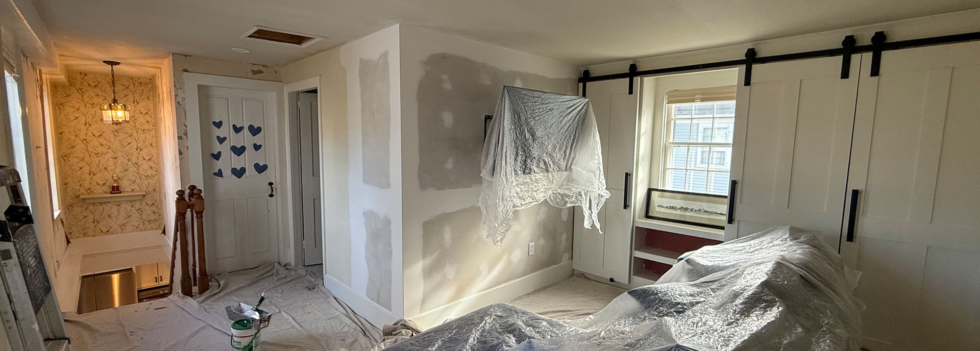 Before wallpaper removal, drywall repair, and painting