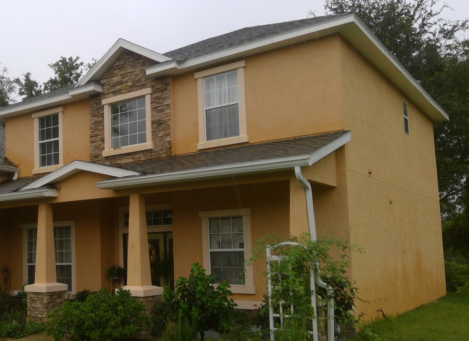 beige house - before