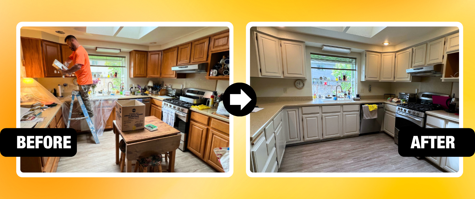 Before and After Kitchen Cabinet Painting in Olympia