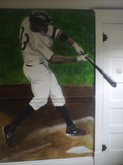 baseball bedroom mural