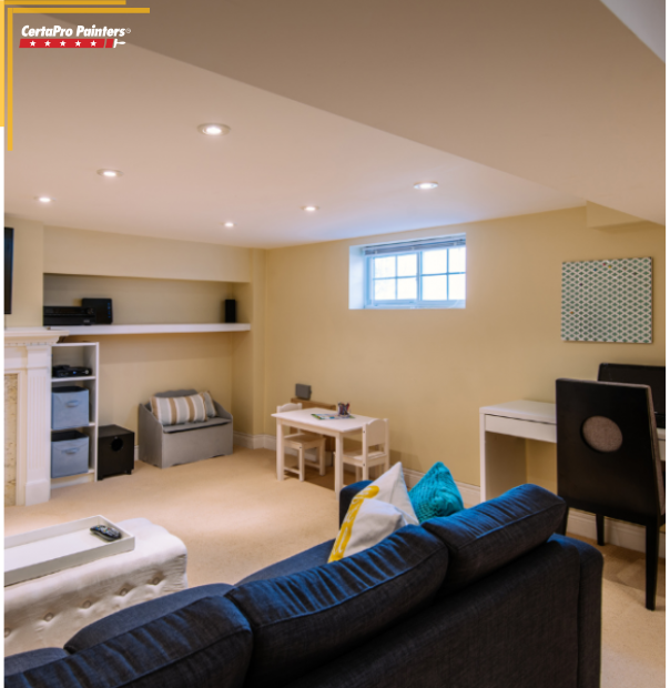 ceiling painted brighter white to make room larger