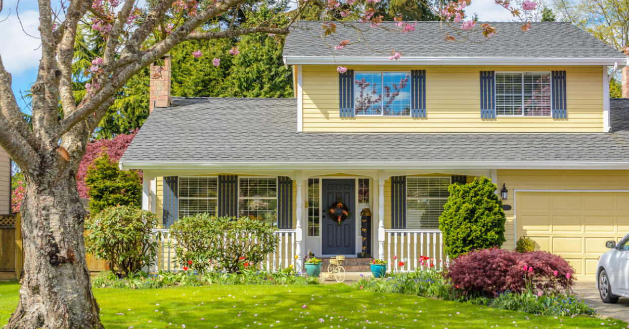 soft yellow painted house