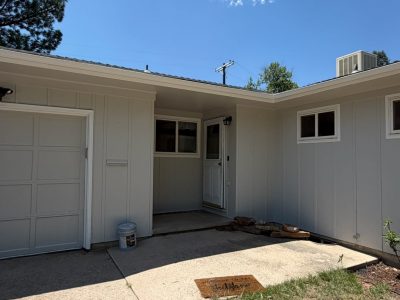 off-white painted ranch home exterior