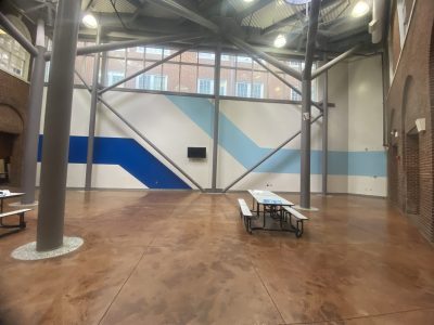 commercial interior repaint with accent wall