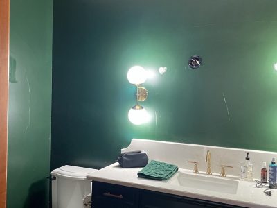green painted bathroom
