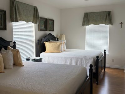 refreshed hospital guest house bedroom
