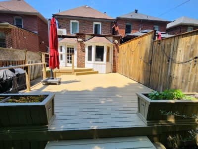 front view of deck staining