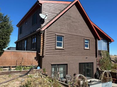 stained log style home exerior