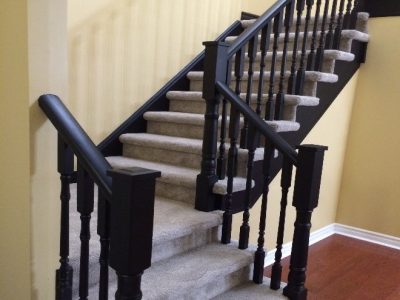 black stairwell painting