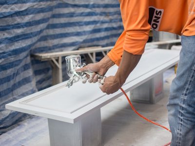 cabinet painting via sprayer