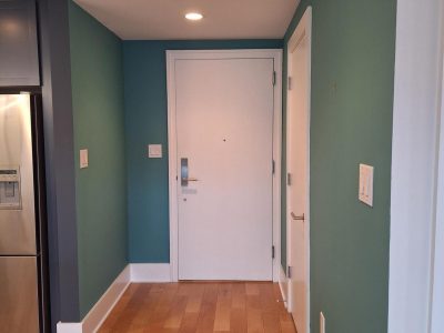 home with green accent wall