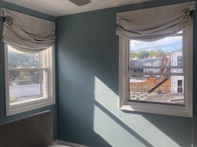 light blue painted room interior