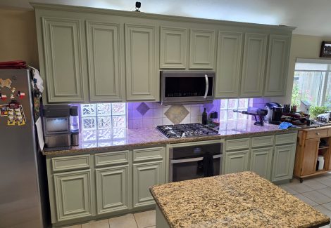 Soft Green Kitchen Cabinet Refinish