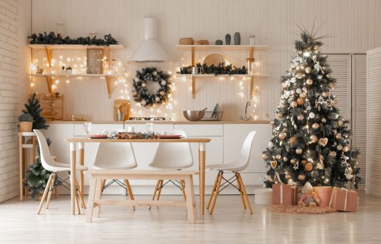 holiday painting in dining room