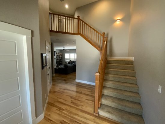 stained wood home staircase