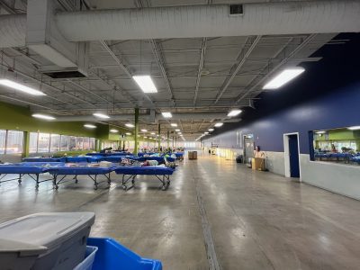 blue, gray and green interior repaint in Goodwill