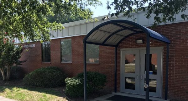 college front entrance after exterior painting