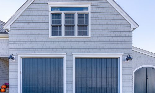 Garage doors painted blue