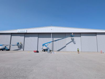 hangar 7 exterior after painting