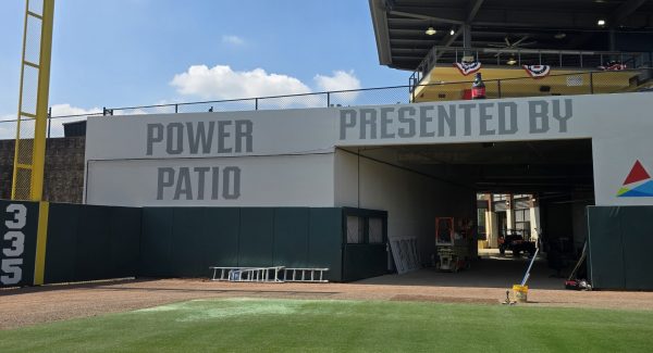 baseball ballpark outfield wall with custom painting
