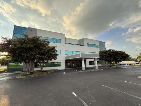 painted exterior of commercial medical building