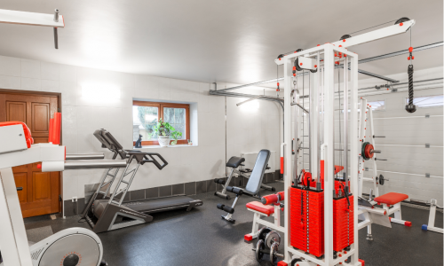 Garage converted to home gym