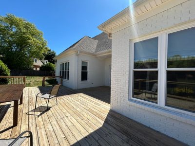 white painted brick home exterior