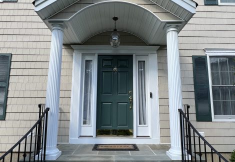 A shingled Colonial repainted in Fairfield