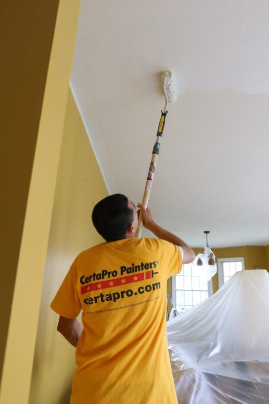 Interior Painter Painting Dining Room Ceiling