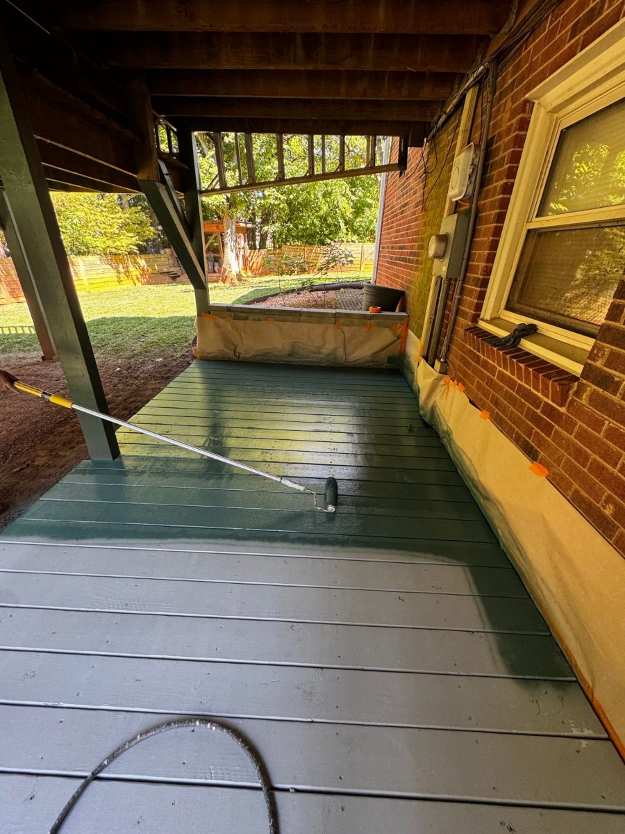 outdoor wooden porch painted green Preview Image 3