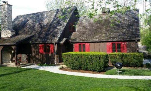 Exterior Painting with Red Trim