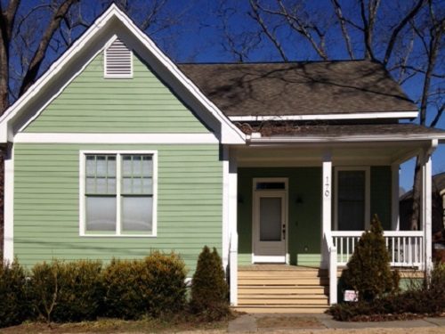 exterior of old green house