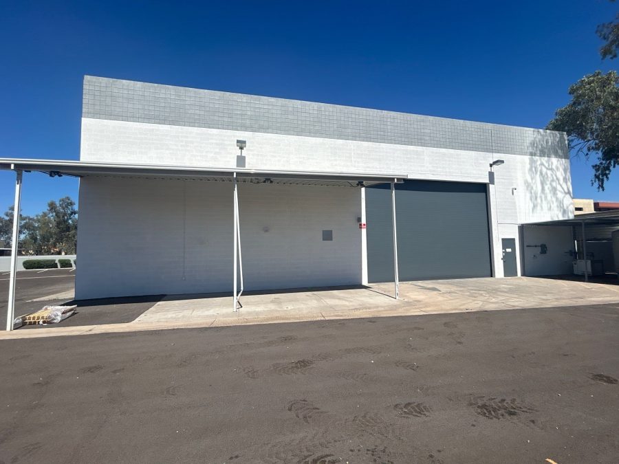white and grey painted brick commercial building exterior Preview Image 2