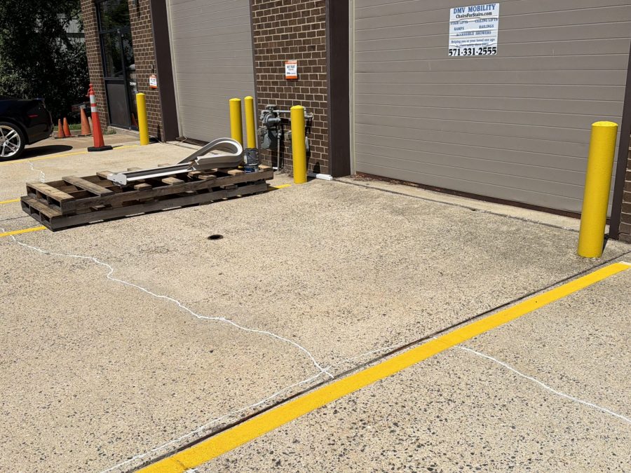 commercial bay area with repainted safety bollards Preview Image 3