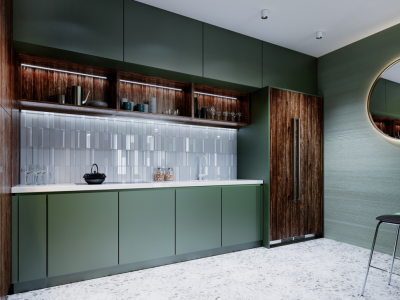 green kitchen cabinets
