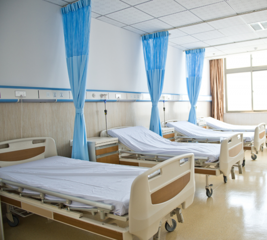 interior healthcare beds lined up