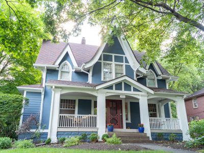 blue and white painted home meridian kessler indianapolis